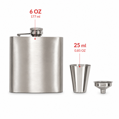 Stainless Steel 6oz Hip Flask Set - Case of 12