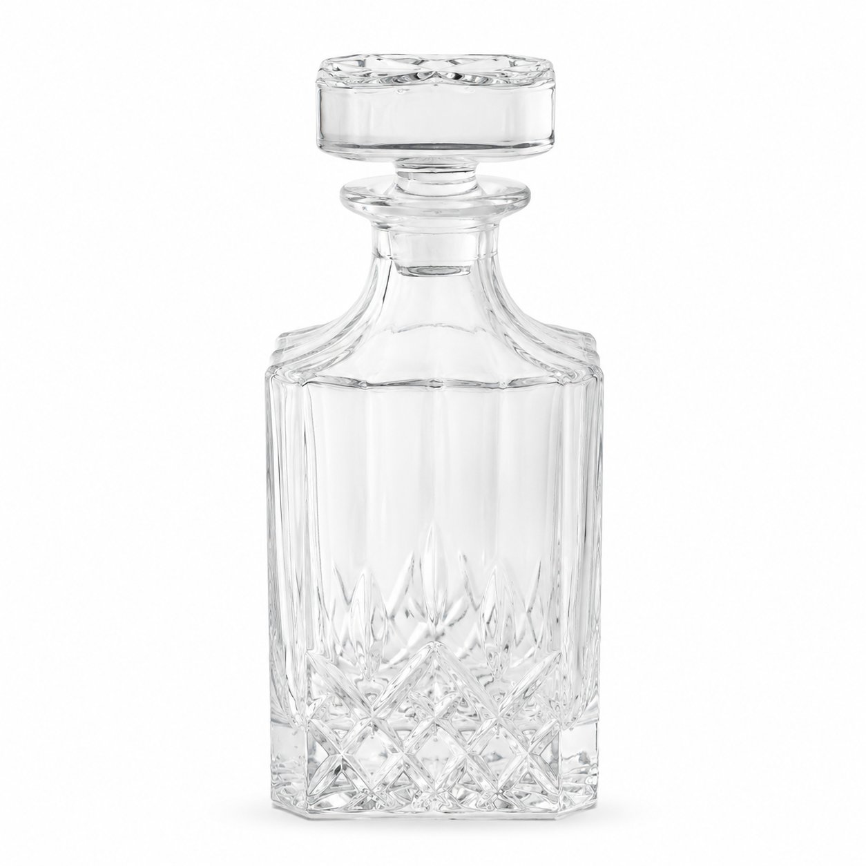 2 Glasses Diamond-Cut Whickey Decanter Set with Wooden Gift Box - Case of 6