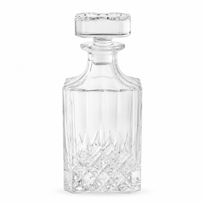 2 Glasses Diamond-Cut Whickey Decanter Set with Wooden Gift Box - Case of 6