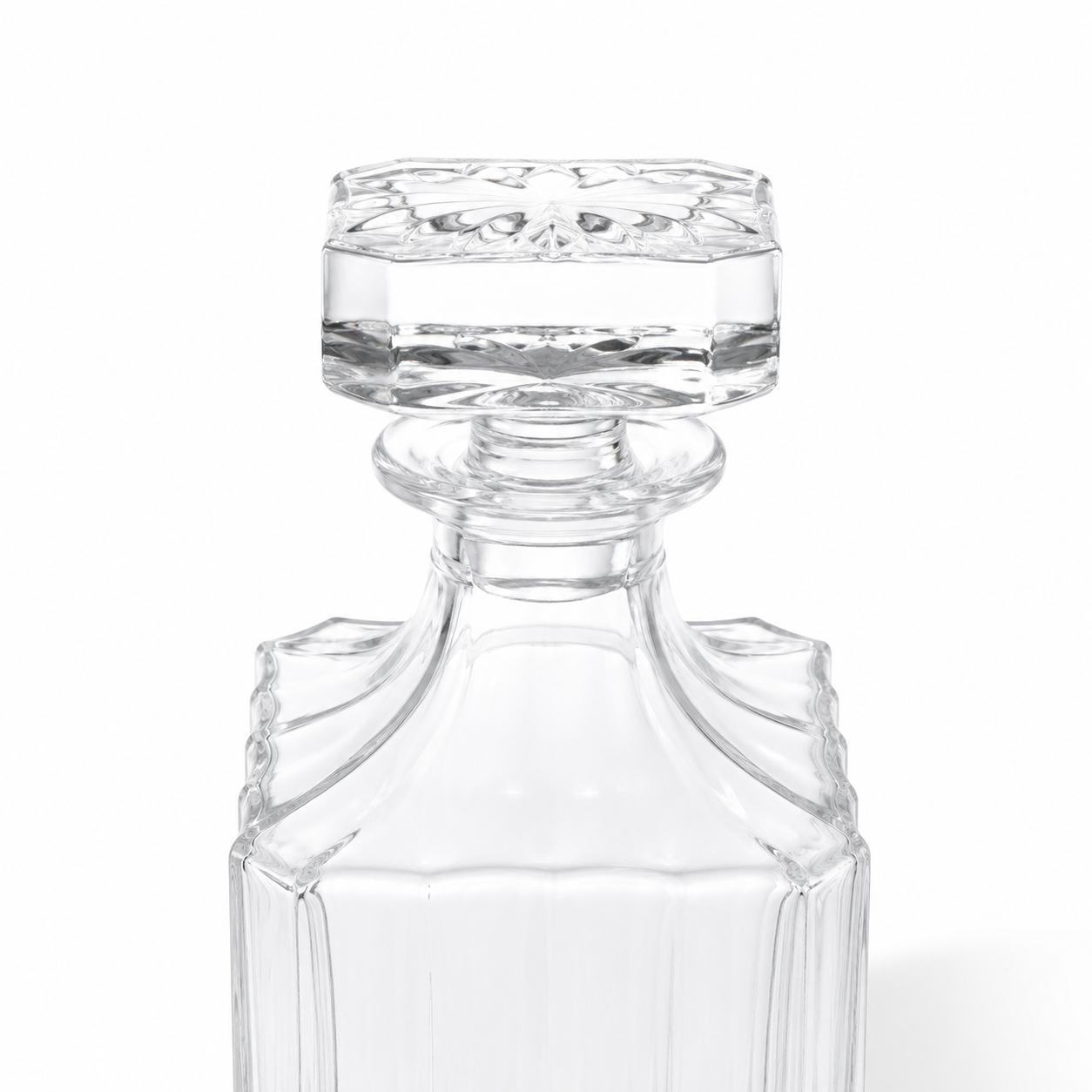 2 Glasses Diamond-Cut Whickey Decanter Set with Wooden Gift Box - Case of 6