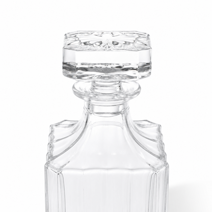 2 Glasses Diamond-Cut Whickey Decanter Set with Wooden Gift Box - Case of 6