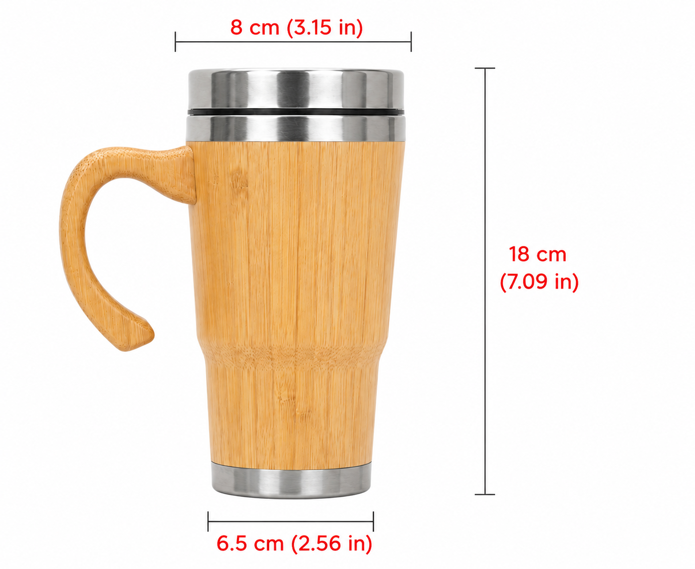 15 Oz Bamboo Travel Mug with Handle - Case of 25