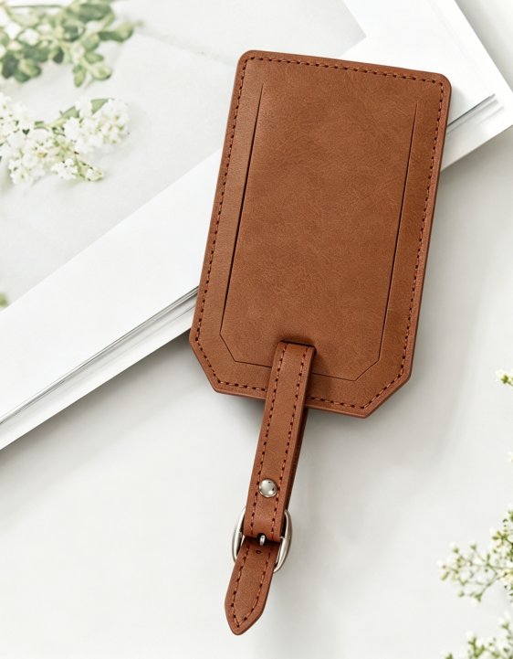 Brown/Black Laserable Leather Luggage Tag - Case of 12