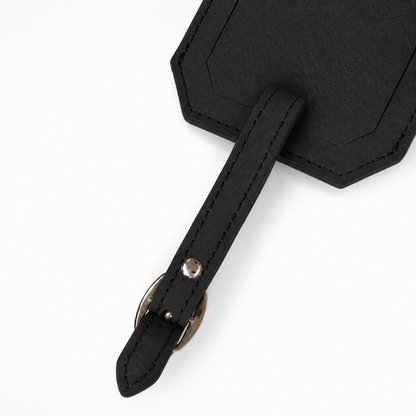 Black/Silver Laserable Leather Luggage Tag - Case of 12