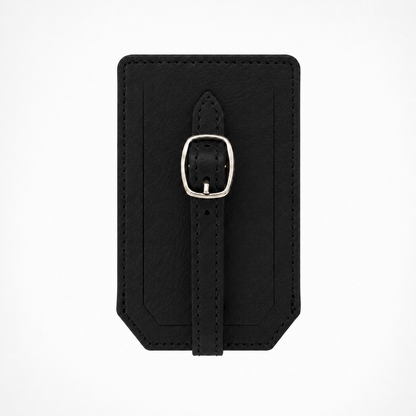 Black/Silver Laserable Leather Luggage Tag - Case of 12
