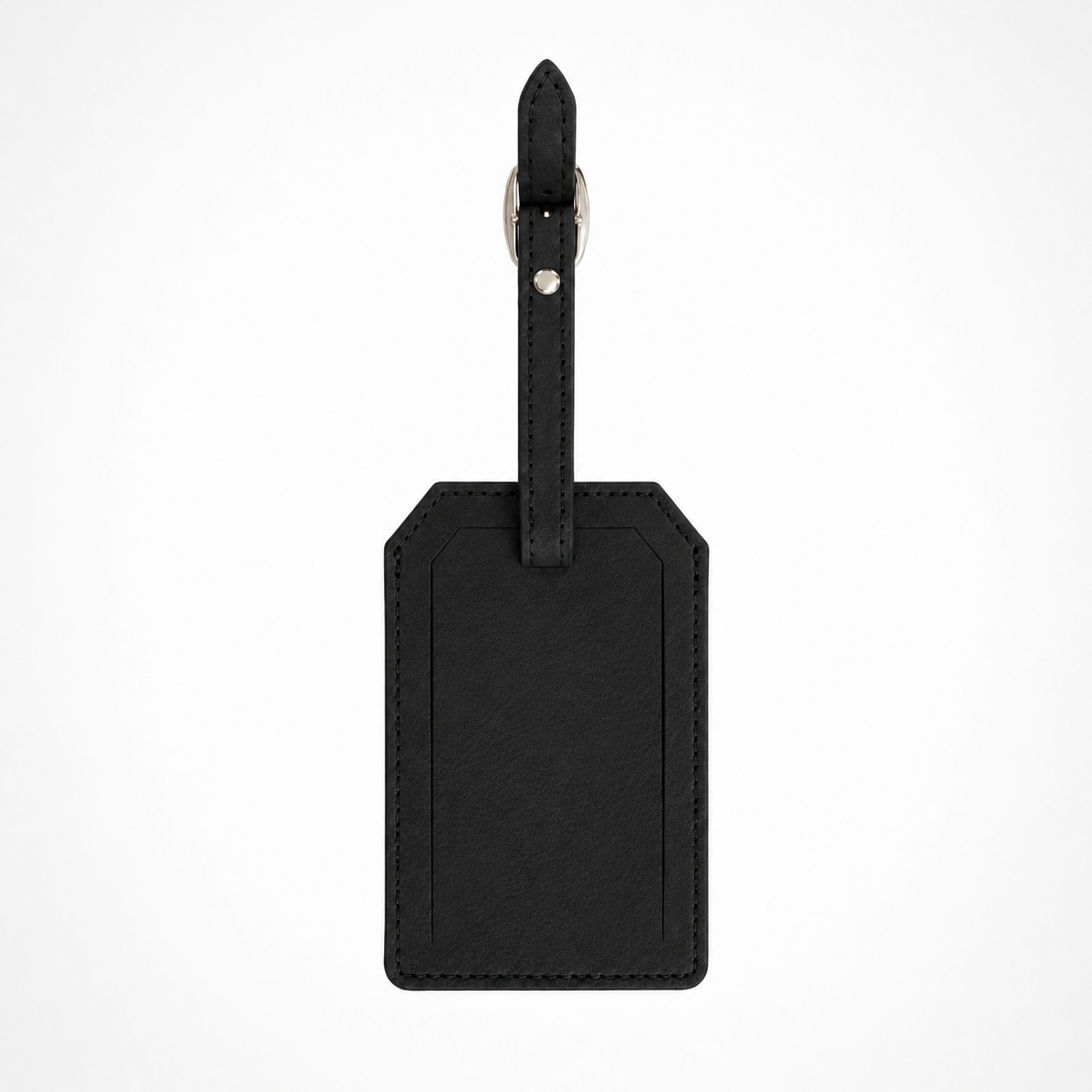 Black/Silver Laserable Leather Luggage Tag - Case of 12