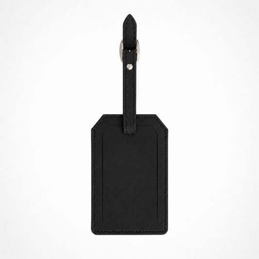 Black/Silver Laserable Leather Luggage Tag - Case of 12