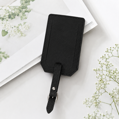 Black/Silver Laserable Leather Luggage Tag - Case of 12