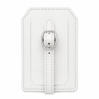 White/Black Laserable Leather Luggage Tag - Case of 12