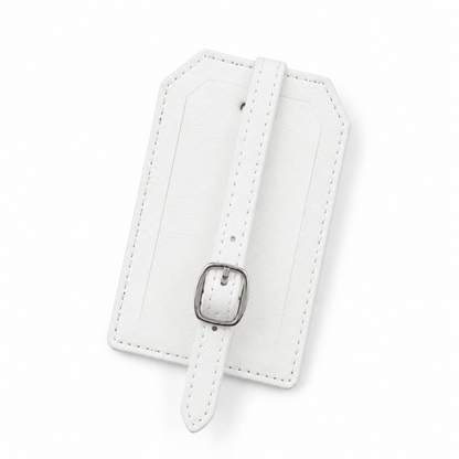 White/Black Laserable Leather Luggage Tag - Case of 12