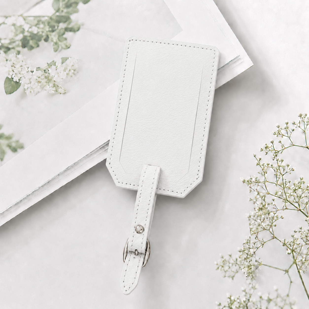 White/Black Laserable Leather Luggage Tag - Case of 12