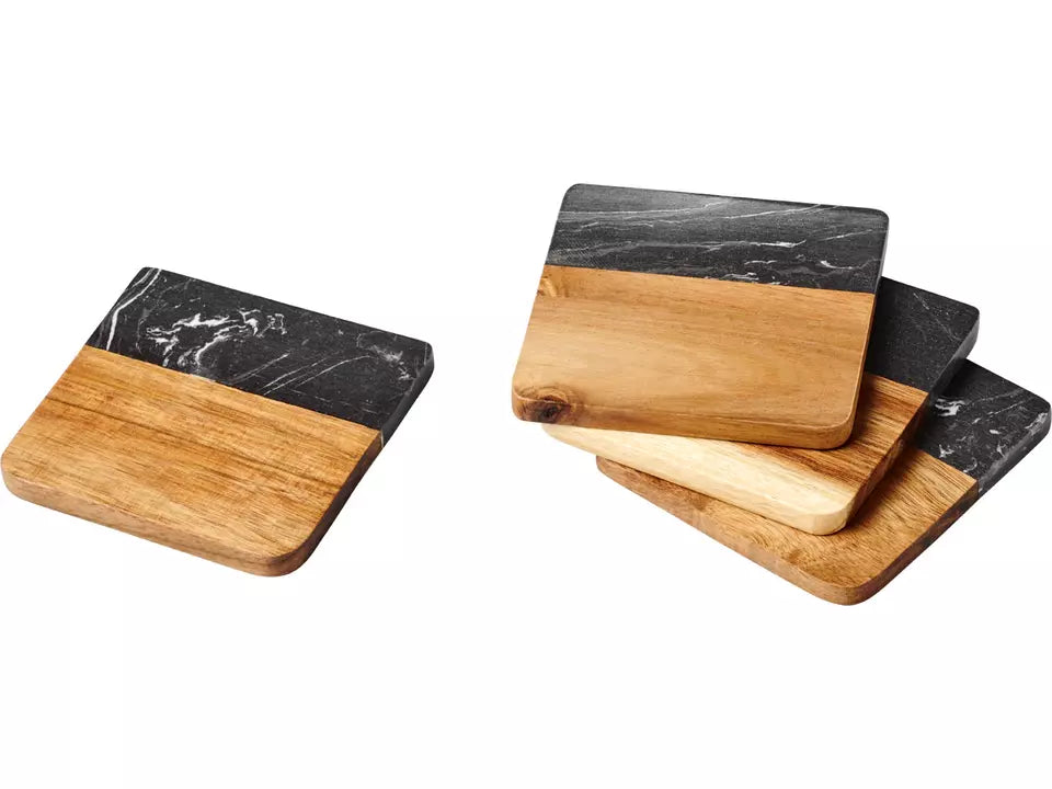 marble and wood coasters - pack of 20