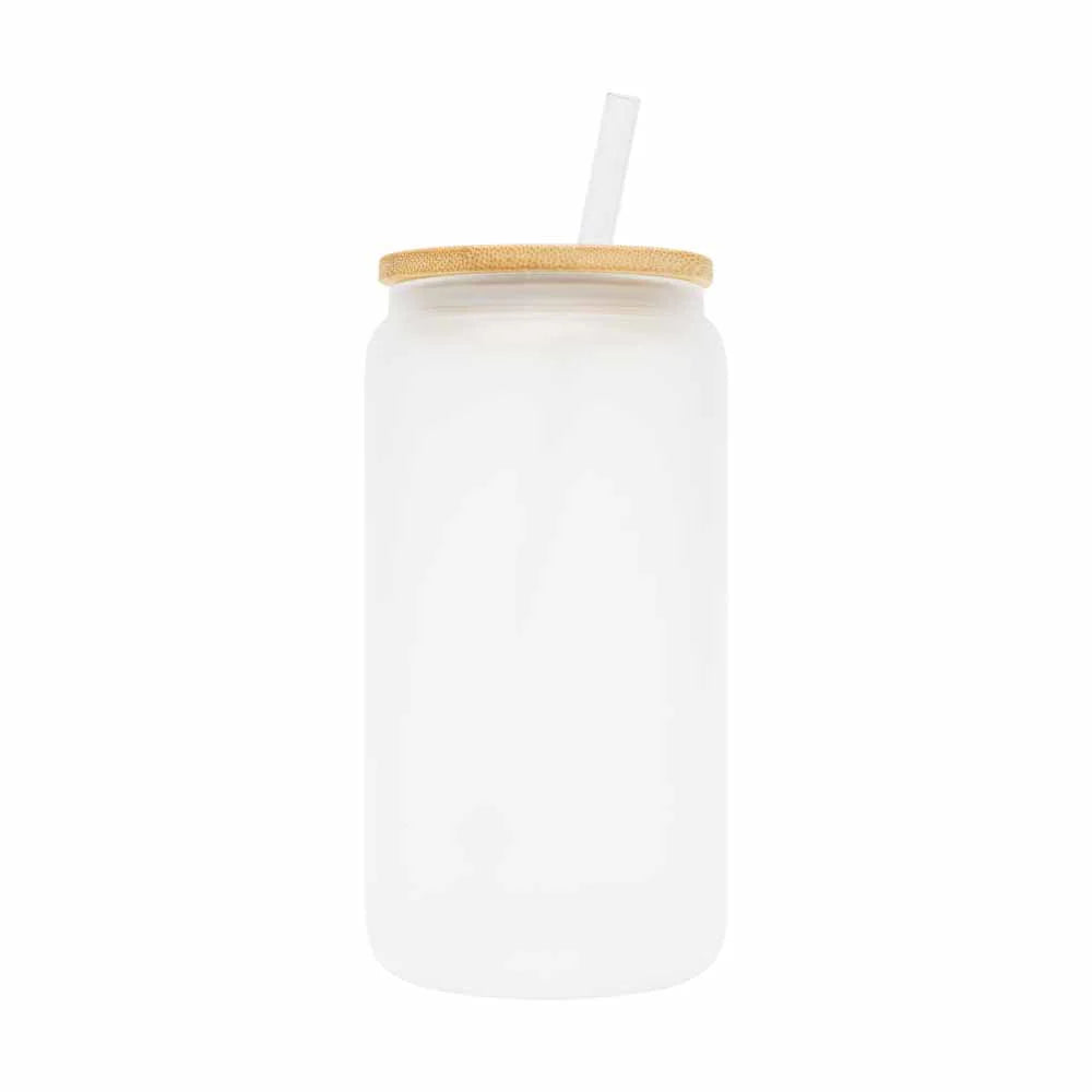 16oz Frosted Sublimation Cup (With Glass Straw)