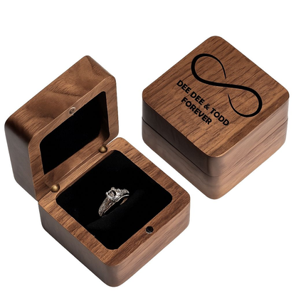 Square Black Walnut Wood Ring Storage Box - Case of 12