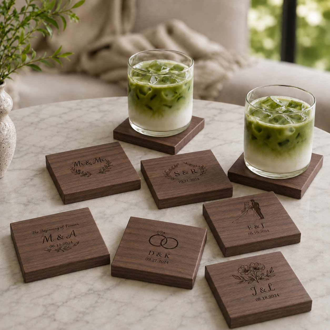 3.5 Inch Square Black Walnut Wood Coaster - Case of 50
