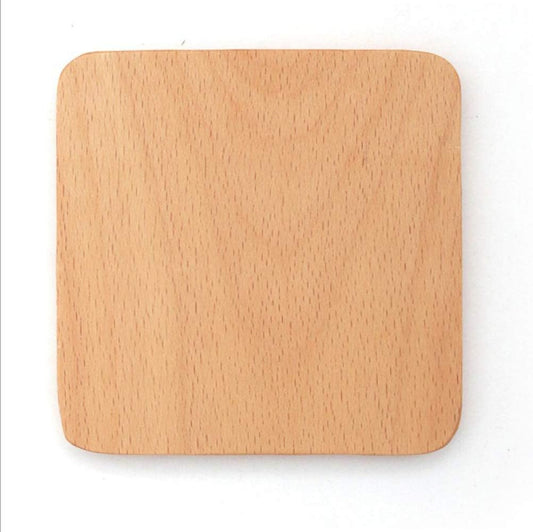 3.5 Inch Square Beech Wood Coaster - Pack of 50