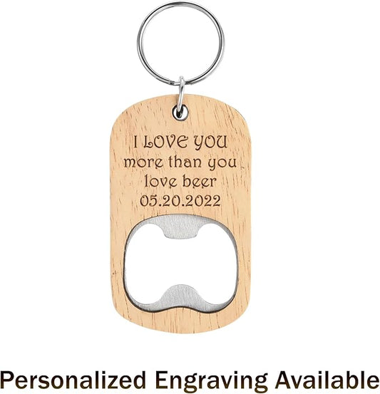 wood beer opener keychain - pack of 50