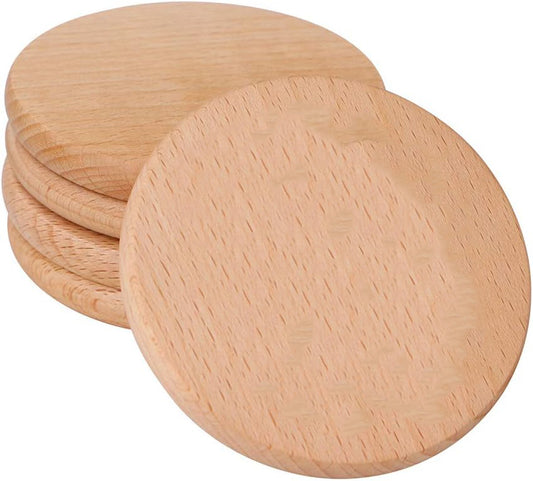 3.5 Inch Round Beech Wood Coasters - Pack of 50