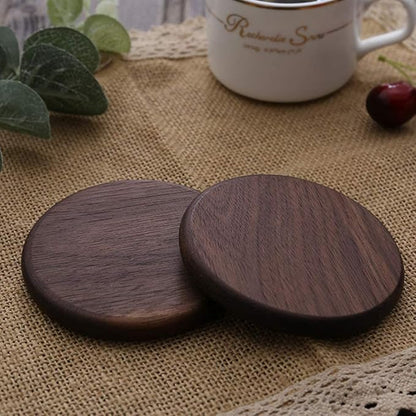 3.5 Inch Round Walnut Wood Coaster - Pack of 50