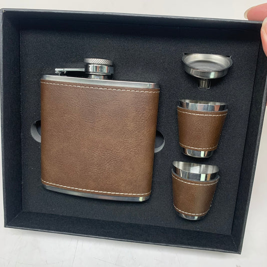 6OZ Flask- Vintage Leather Wrapping