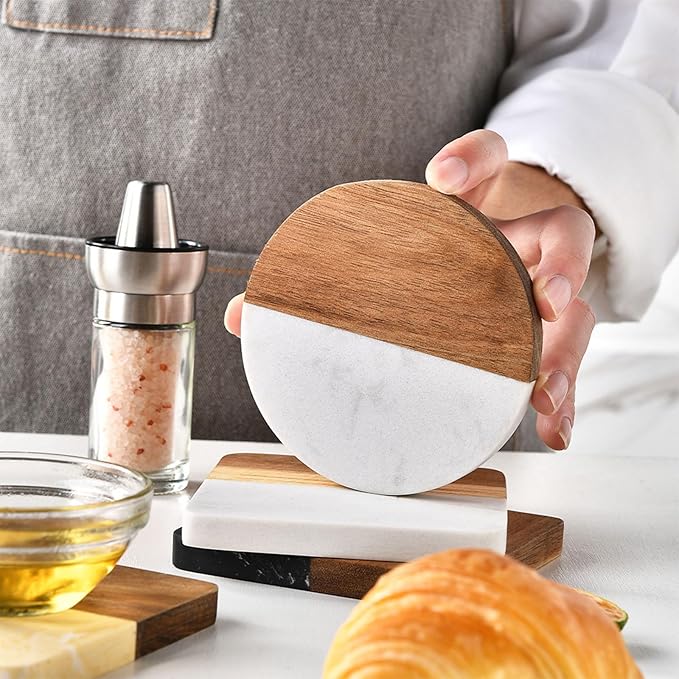 marble and wood coasters - pack of 20