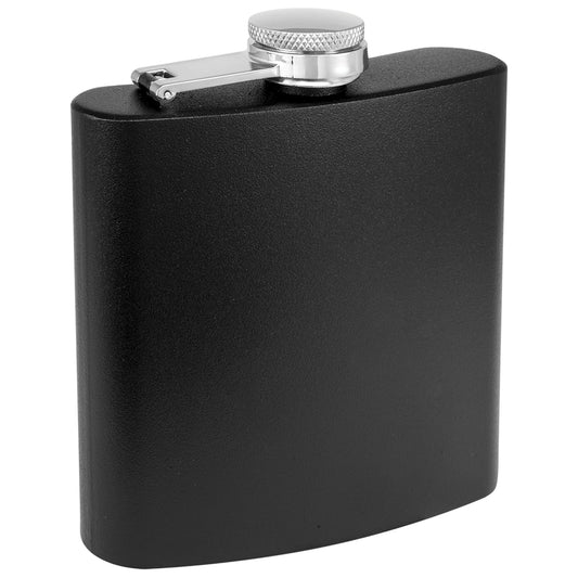 Black Stainless Steel 6oz Hip Flask - Case of 50