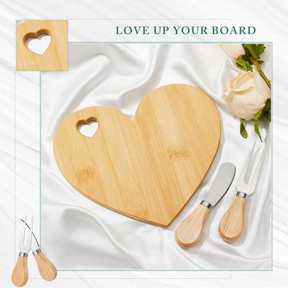 Mini Heart Bamboo Cheeseboard Set - Case of 12