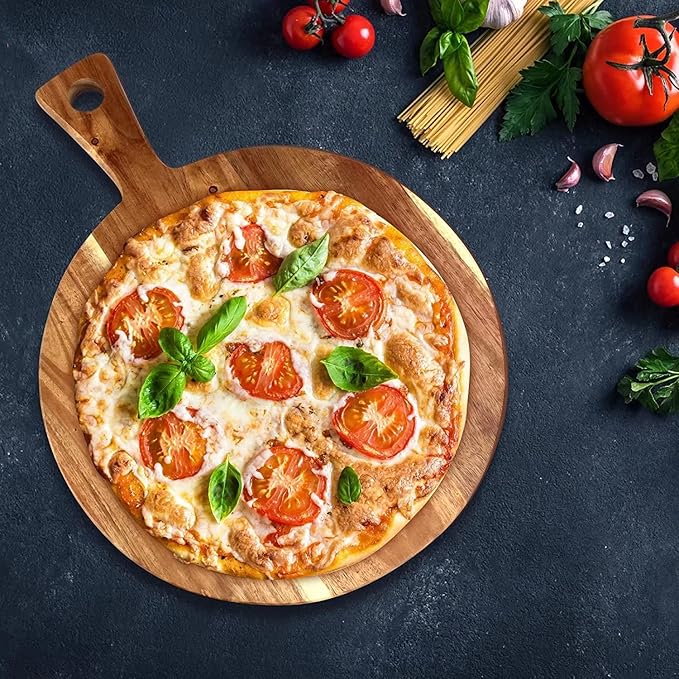 Circular Acacia Wood Pizza Board15.7×12×0.6"