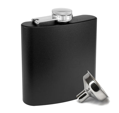 Black Stainless Steel 6oz Hip Flask - Case of 50