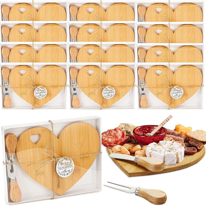 Mini Heart Bamboo Cheeseboard Set - Case of 12