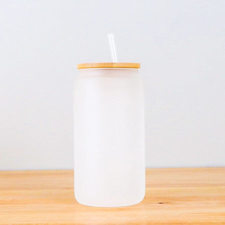 16oz Frosted Sublimation Cup (With Glass Straw)