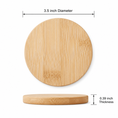 6 Pcs Round Bamboo Coaster Set - Case of 8