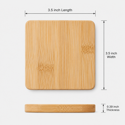 6 Pcs Square Bamboo Coaster Set - Case of 8