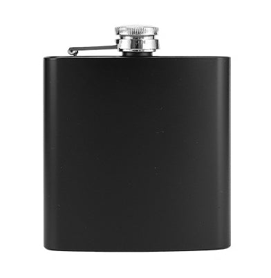 Black Stainless Steel 6oz Hip Flask - Case of 50