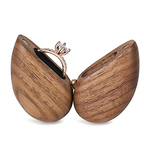Heart Shape Black Walnut Wood Proposal Ring Box - Case of 12