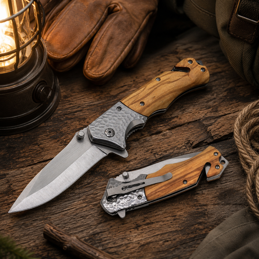 Wooden Handle Pocket Knife - Case of 12