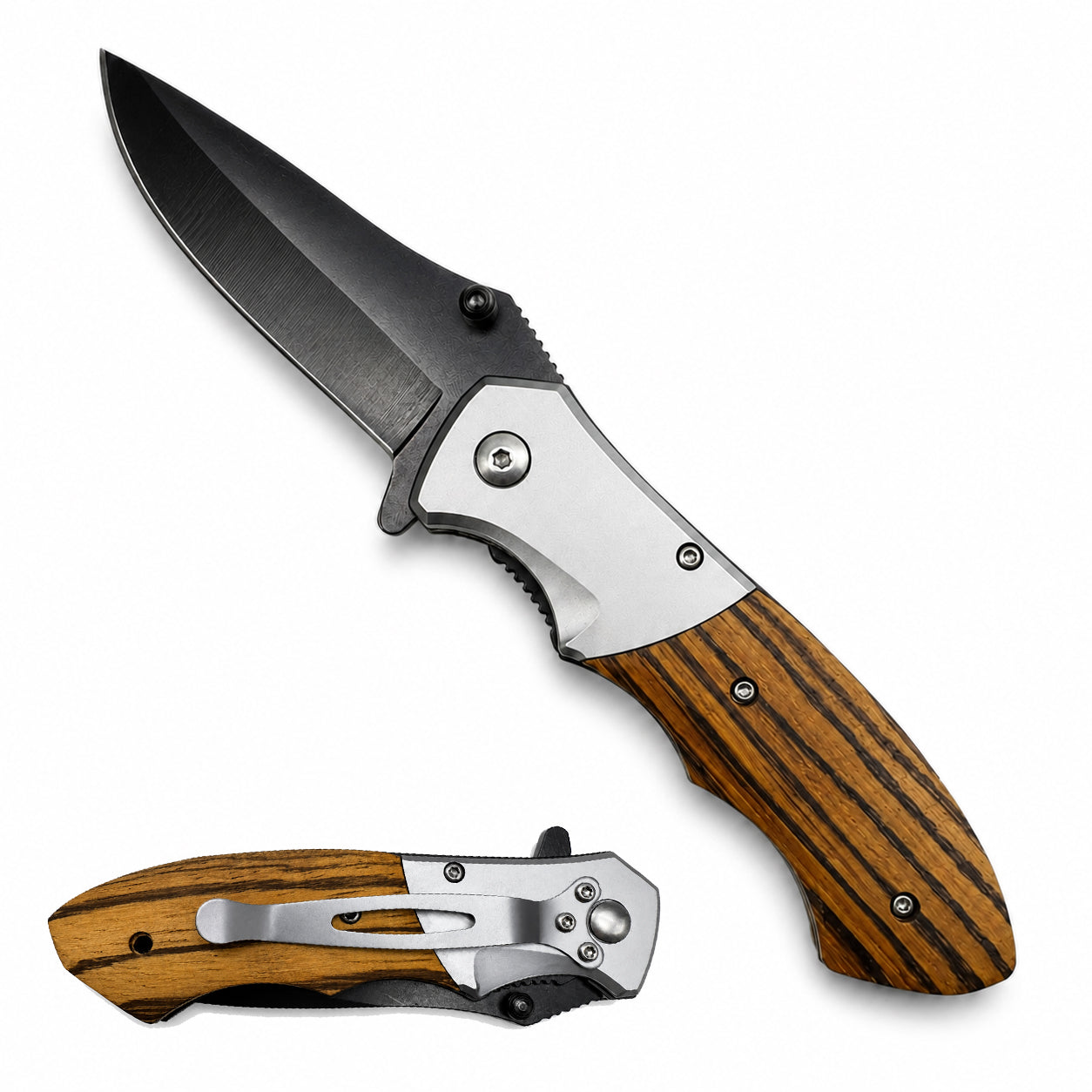 Wooden Handle Pocket Knife - Case of 12