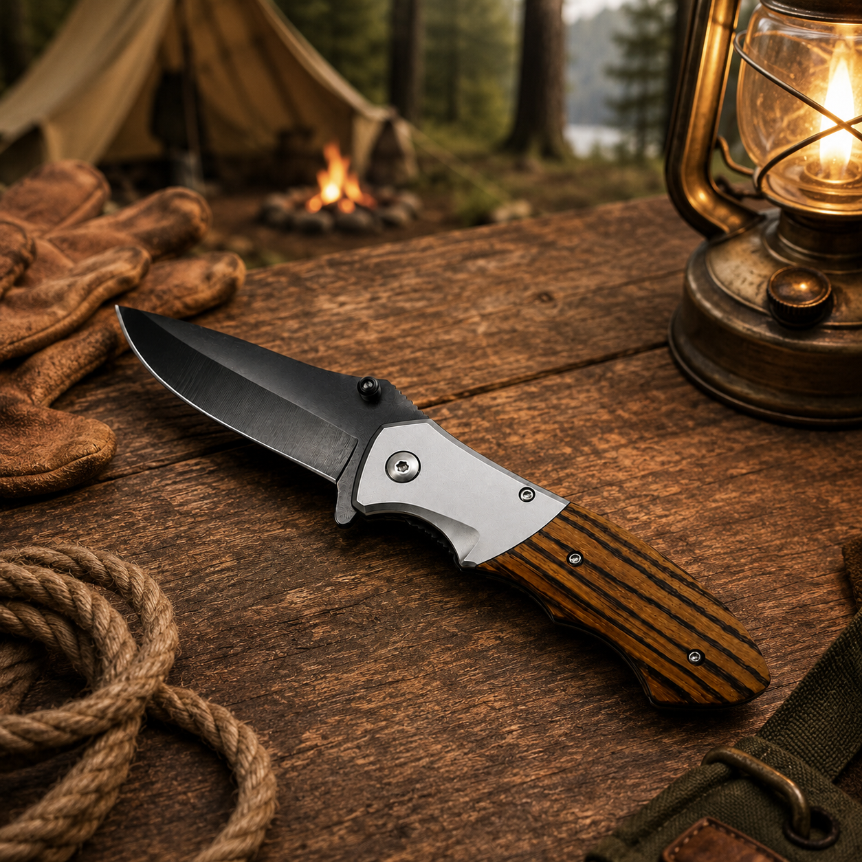 Wooden Handle Pocket Knife - Case of 12