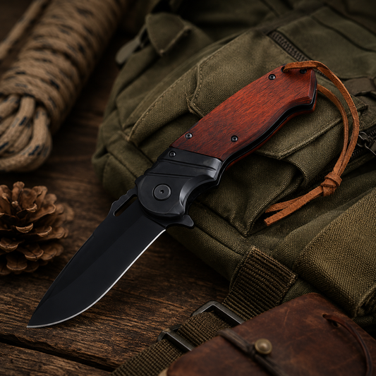 Wooden Handle Pocket Knife - Case of 12