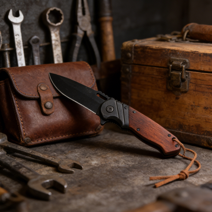 Wooden Handle Pocket Knife - Case of 12