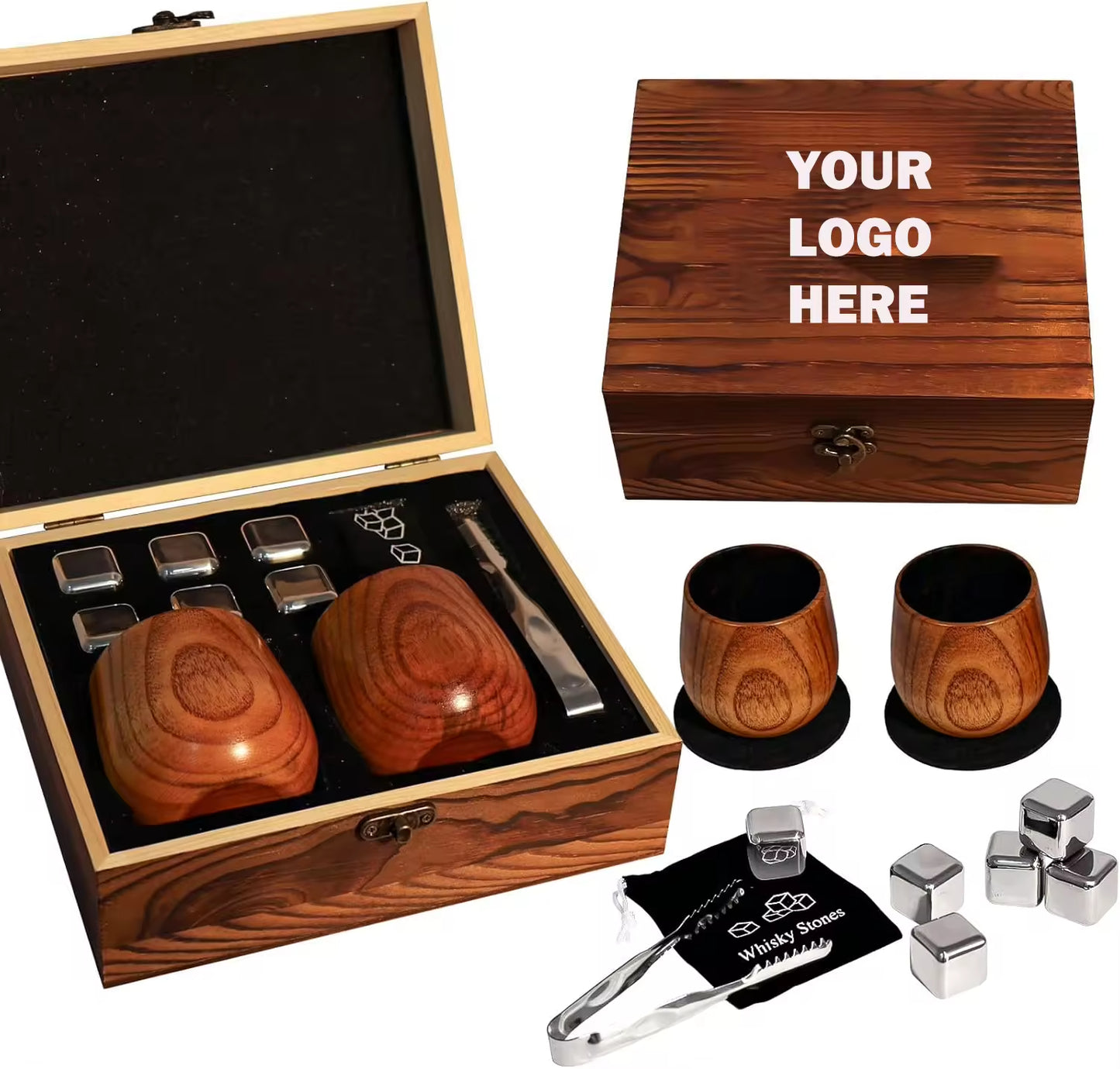 Wooden Whiskey Cup Set