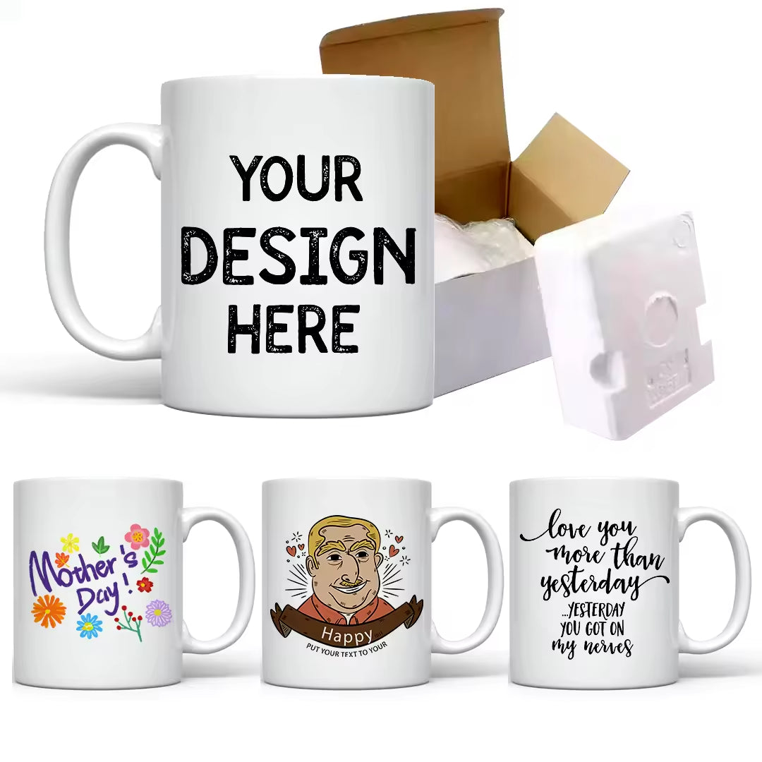 White Custom  Blank Ceramic Cup