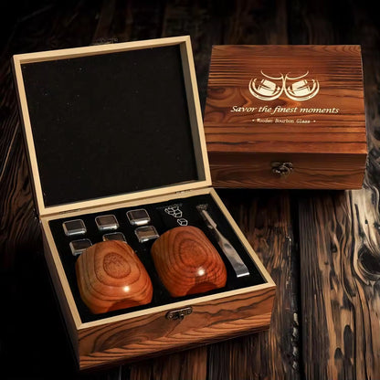 Wooden Whiskey Cup Set