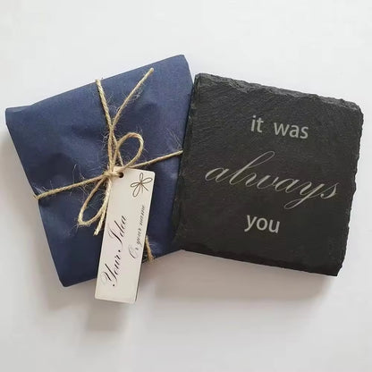 4 Inch Black Slate Stone Coasters