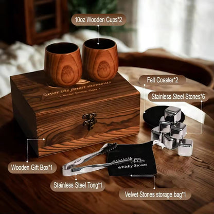 Wooden Whiskey Cup Set