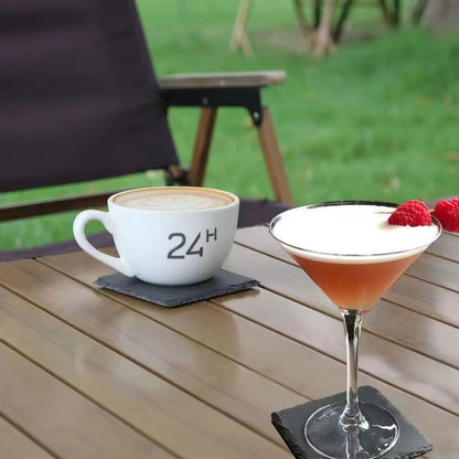 4 Inch Black Slate Stone Coasters