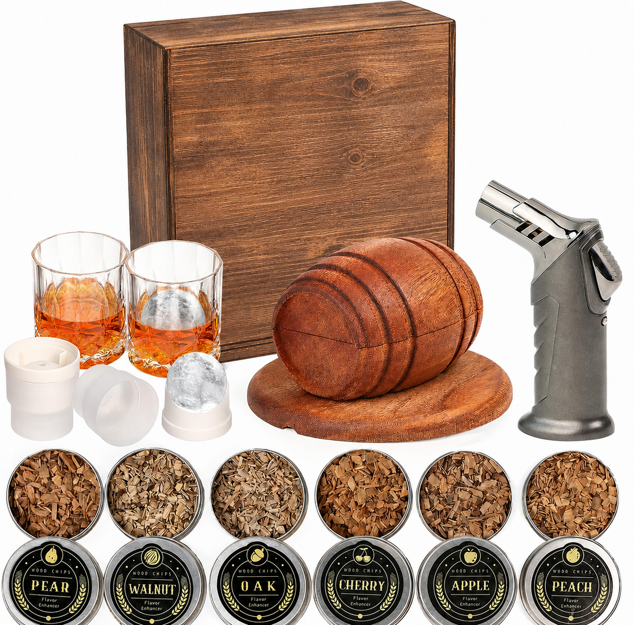 Barrel Whisky Smoker Kit with Wooden Box - Case of 10