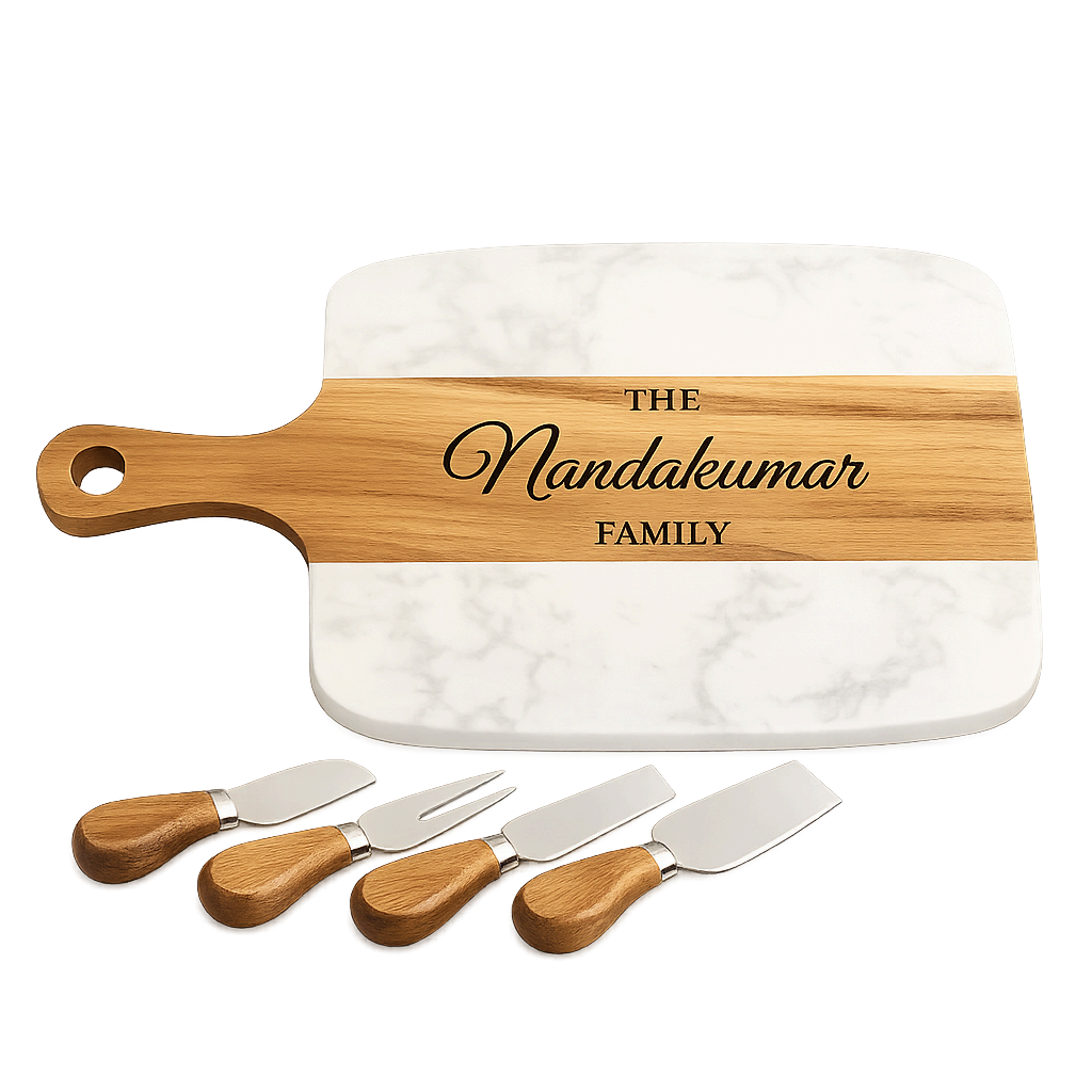 Acaia Wood and Marble Cheese Board Set - Case of 10