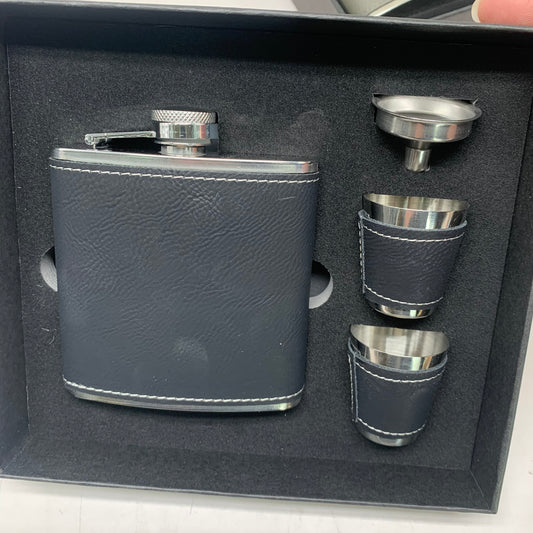 6OZ Flask- Black Leather Wrapping