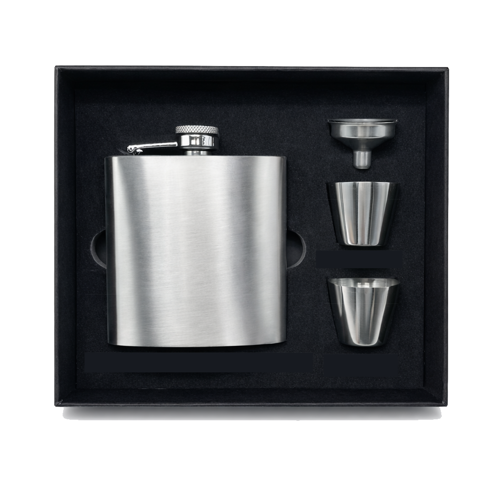 Stainless Steel 6oz Hip Flask Set - Case of 12